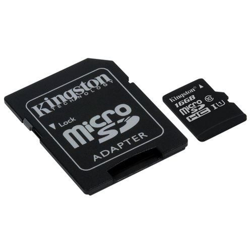 Image de MEMORY CARD KINGSTON 16GB CL10 C/ADATT.  SD-MICRO SD